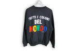 Vintage United Colors of Benetton "Tutti i Colori del Mondo" Sweatshirt Medium black 80s jumper from Italy