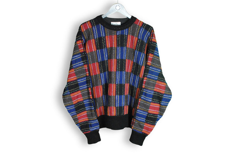 vintage carlo colucci multicolor plaid sweater