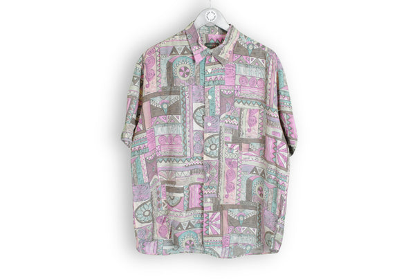 Vintage Hawaii Shirt Large purple abstract pattern