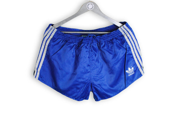 vintage adidas blue shorts size large 80s 