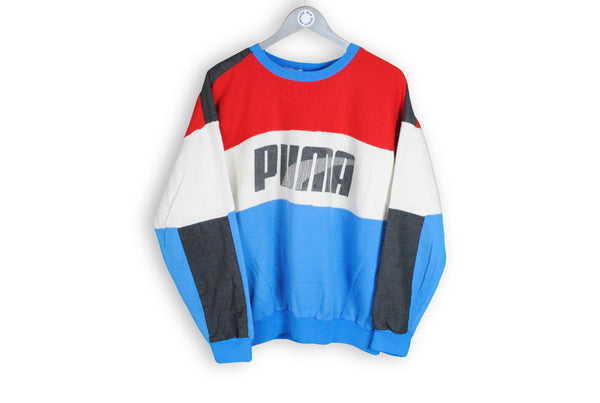 vintage puma big logo multicolor sweatshirt 80s
