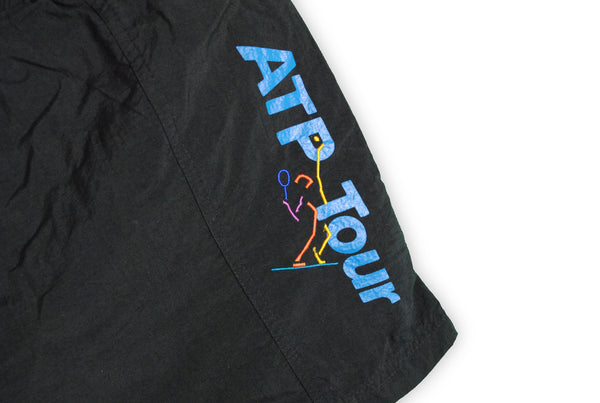 Vintage Adidas ATP Tour Shorts Medium tennis black big logo 90s