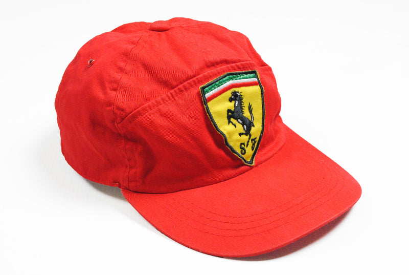 Vintage Ferrari 5 Panel Cap red big logo 90s Michael Schumacher Hat