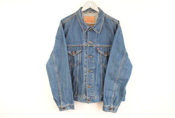 Vintage Levis Denim Jacket XLarge blue retro 90s button jean coat