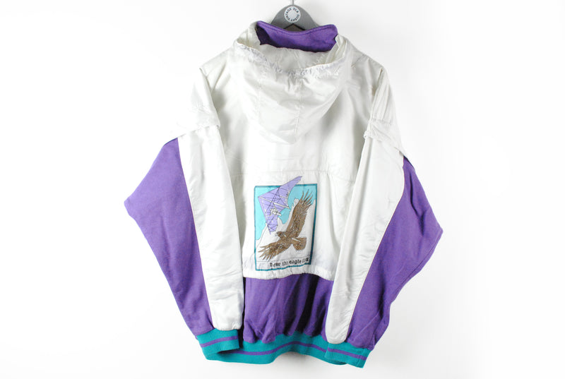 adidas how the eagle flies anorak jacket white purple 90s white purple front pocket kengaroo jumper jacket hoodie