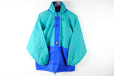 Vintage K-Way Jacket Small green blue raincoat International full zip 90s