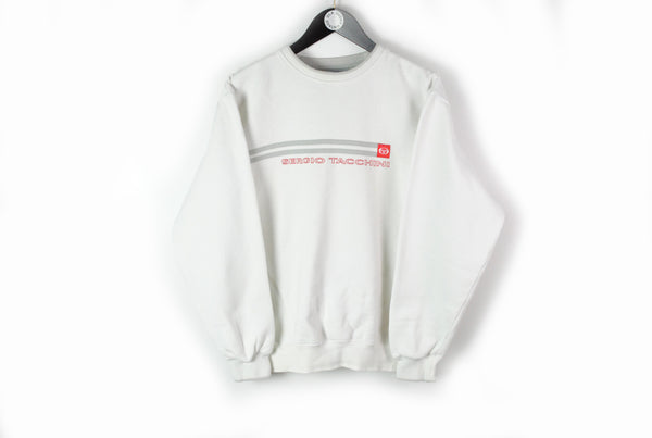Vintage Sergio Tacchini Sweatshirt Small white big logo Italy Brand 90s sport style retro style cotton