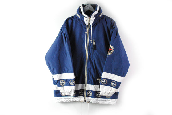 Vintage Bogner Goan Thylmann Jacket Women's 42 new mexico bulls retro style blue big logo white ski jacket Legendary of the white Buffalo New Mexico