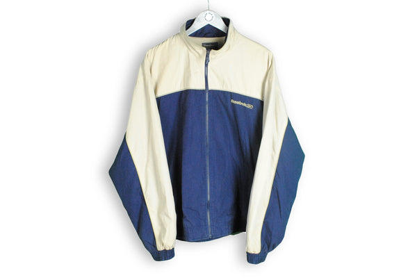 Vintage Reebok Track Jacket Large basic sport wear old school style 90's clothing navy blue track suit
