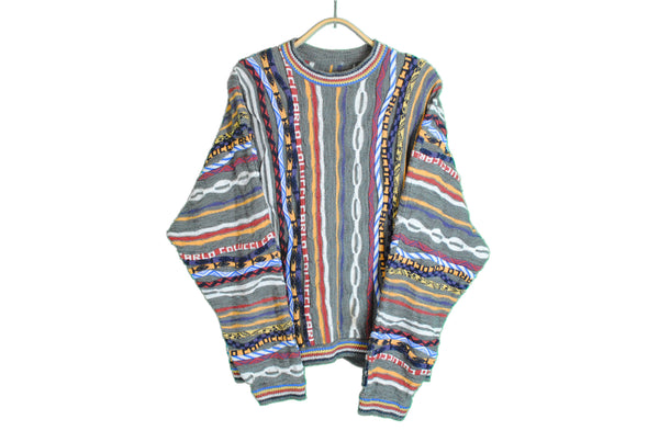 vintage carlo colucci sweater multicolor africa pattern 3d
