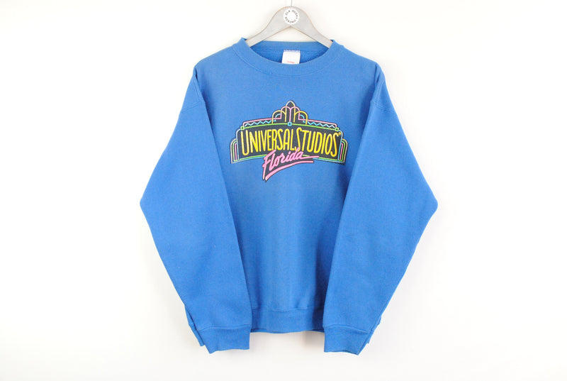 Vintage Universal Studios Florida Sweatshirt Medium blue big logo retro 90s jumper