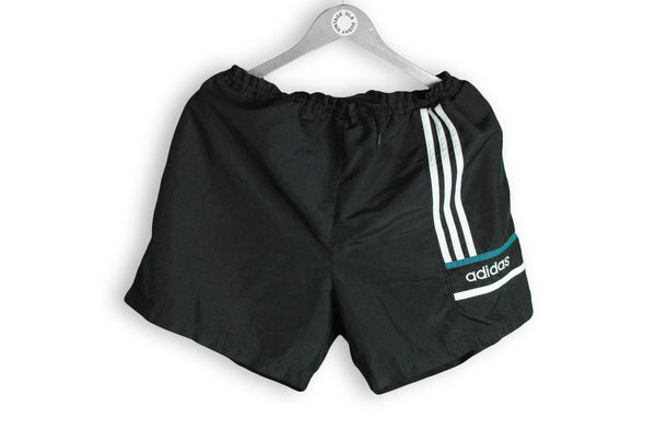 vintage adidas 80s black swimming shorts logo