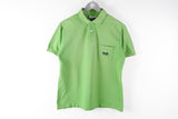 Vintage Celine Polo T-Shirt Medium green big logo classic luxury short sleeve shirt 80s made in France