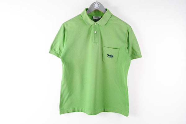 Vintage Celine Polo T-Shirt Medium green big logo classic luxury short sleeve shirt 80s made in France
