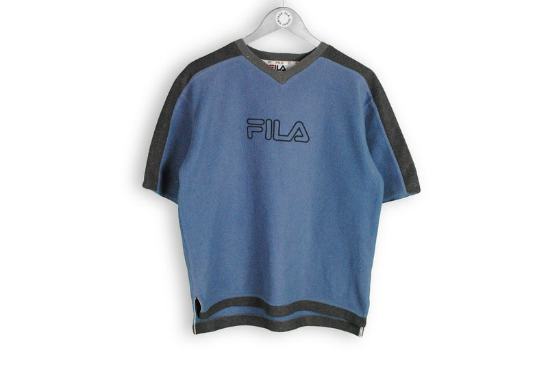 vintage half sleeve fleece sweater t-shirt fila big logo small