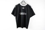 Vintage Adidas T-Shirt Medium big logo black white techno rave party Berlin Calling tee 90s