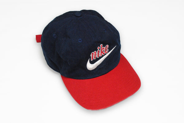 vintage nike cap big logo navy blue red