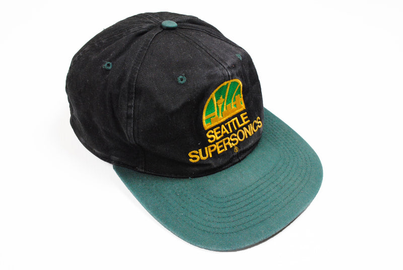 Vintage Seattle Supersonics Cap deadstock black green big logo NBA basketball hat