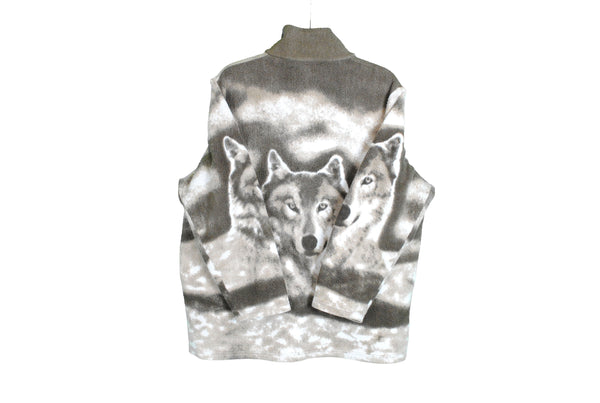 Vintage Wolf Pattern Fleece Medium