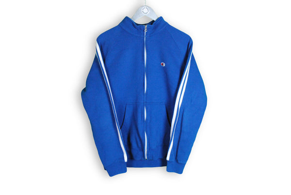 Vintage Champion Full Zip Sweatshirt Medium blue cotton track jacket