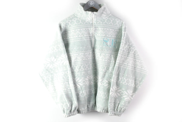 Vintage San Francisco Fleece Half Zip Small green gray winter warm sweater made in USA