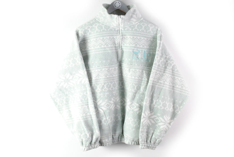Vintage San Francisco Fleece Half Zip Small green gray winter warm sweater made in USA