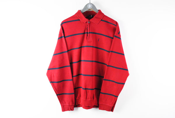 Vintage Yves Saint Laurent Rugby Shirt XXLarge 90s retro luxury classic sweatshirt striped pattern red blue