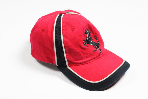 Vintage Ferrari Cap big logo red hat 90s cotton baseball Formula 1 F1