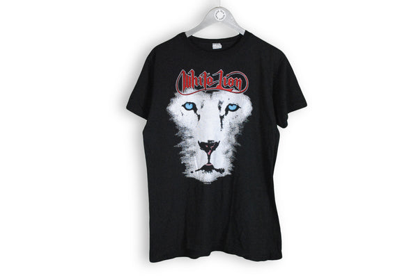 vintage white lion 1988 tour t-shirt black big logo