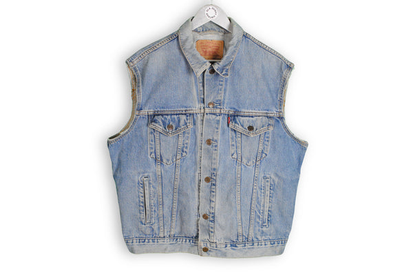 Vintage Levis Denim Vest Large / XLarge blue heavy jean sleeveless jacket