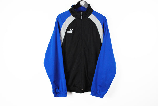 Vintage Puma Track Jacket Large black blue athletic 90s sport wear style