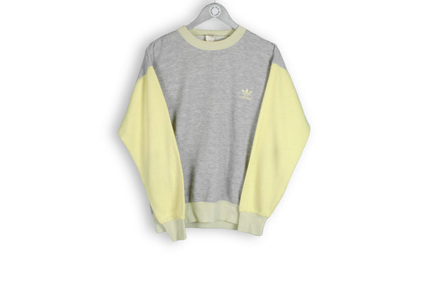 vintage 80s adidas sweatshirt gray yellow rare