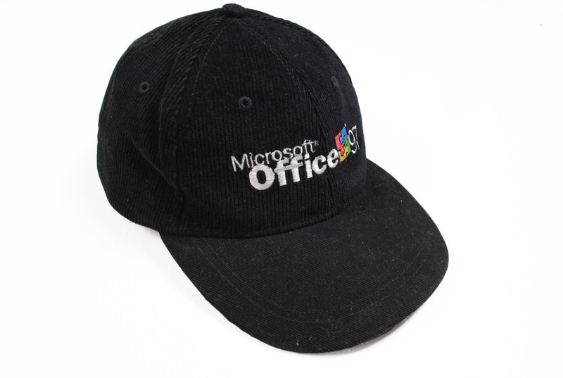Vintage Microsoft Office 97 Cap black corduroy big logo IT Hat