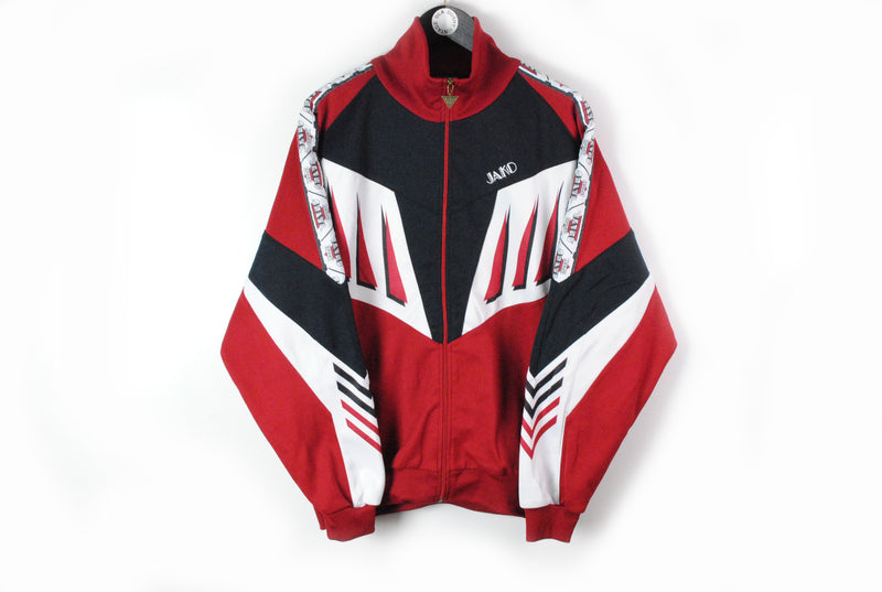 Vintage Jako Track Jacket Large red black 90s sport style full zip windbreaker
