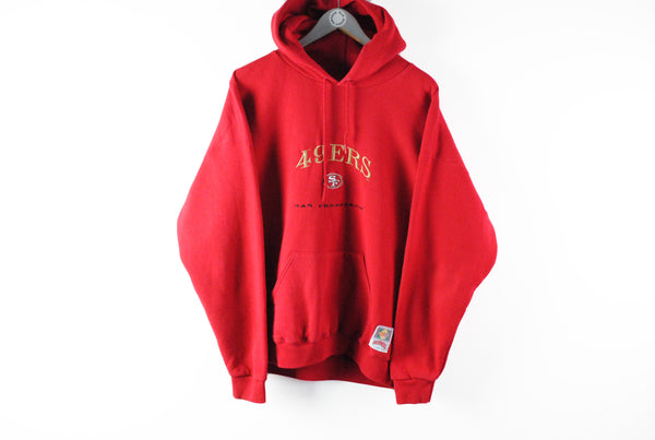 Vintage San Francisco 49ers Nutmeg Hoodie XLarge big logo retro red 90s football California hooded sweatshirt