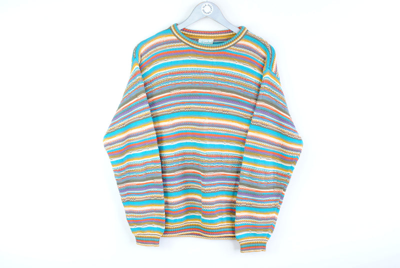 Vintage United Colors of Benetton Sweater Small / Medium multicolor striped retro jumper