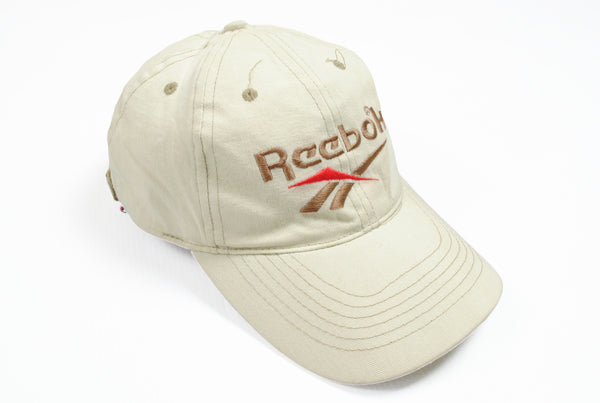 Vintage Reebok Cap big logo beige brown sport baseball hat