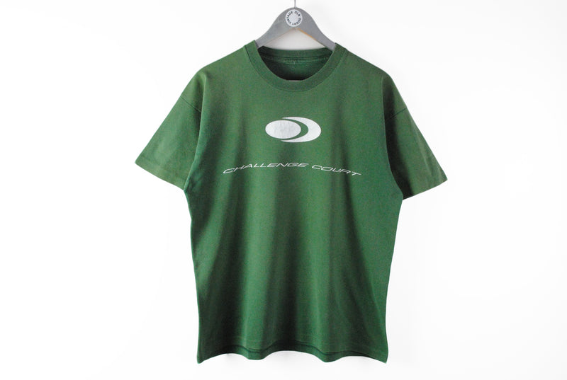 Vintage Nike Challenge Court T-Shirt Large 90s green big logo retro shirt