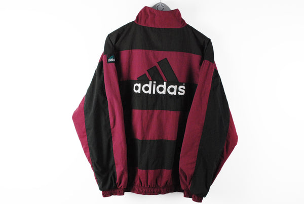 Vintage Adidas Equipment Track Jacket Large red black big logo 90s sport coat