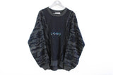 Vintage Carlo Colucci Uomo Sweater XLarge gray navy blue retro 90s big logo made in Germany 