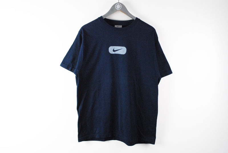 Vintage Nike T-Shirt Medium big logo navy blue 90s tee