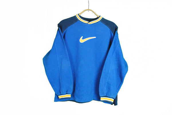 Nike big logo blue yellow sweatshirt swoosh