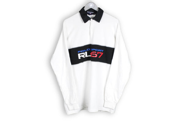 vintage rugby shirt polo sport ralph lauren 67 sweatshirt white black