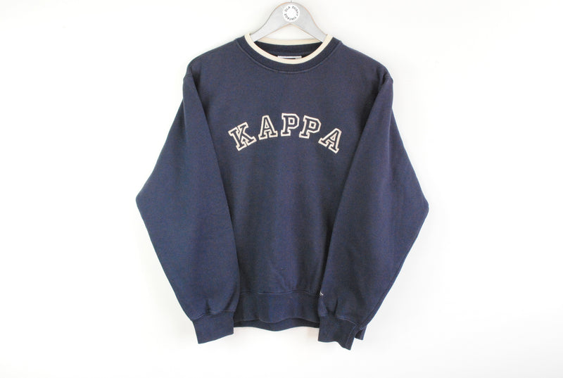 Vintage Kappa Sweatshirt Small big logo navy blue 90s sport jjumper
