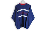 Vintage Adidas Sweatshirt navy blue the brand with the three stripes The spirit of sports big logo blue