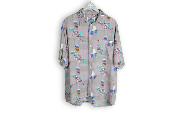 vintage gray abstract pattern hawaii shirt