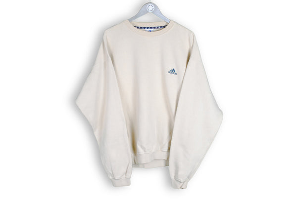 vintage adidas classic sweatshirt small logo beige color 80s