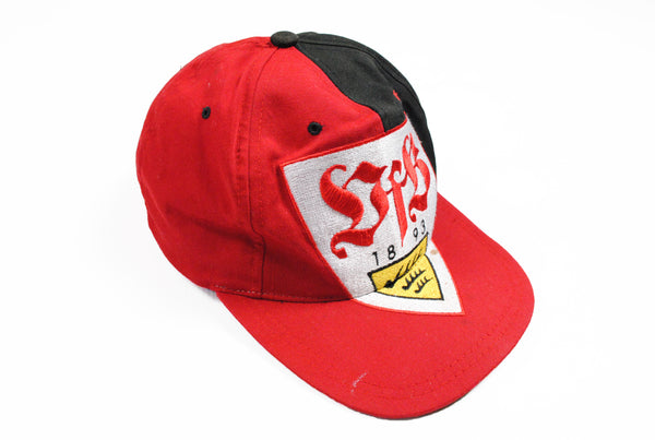 Vintage Stuttgart Football Club Nutmeg Cap black red big logo rare 80s hat