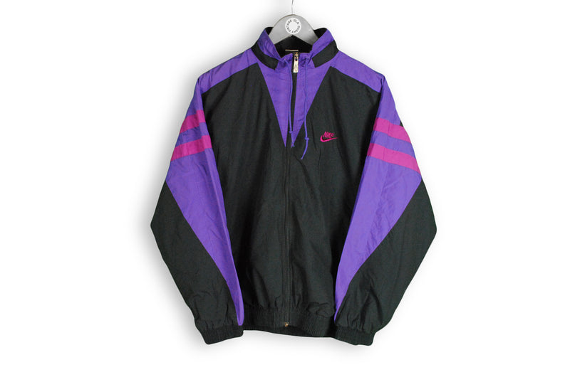 Vintage Nike Track Jacket Medium black purple sport coat