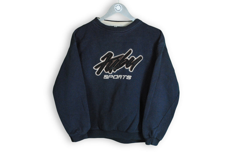 Vintage Fubu Sweatshirt Small big logo sports hip hop navy blue rare 90s clothing